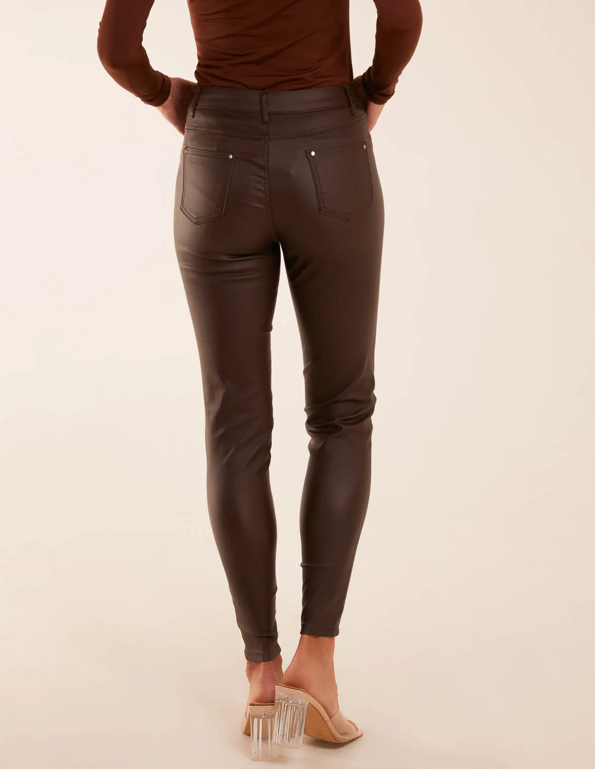 PU Mid Rise Coated Skinny Jeans sold by Blue Vanilla product image thumbnail 4