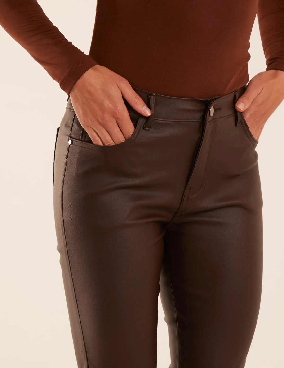 PU Mid Rise Coated Skinny Jeans sold by Blue Vanilla product image thumbnail 3