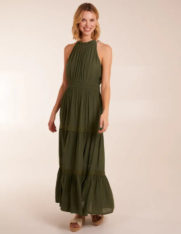 Crochet Halter Maxi Tiered Dress sold by Blue Vanilla