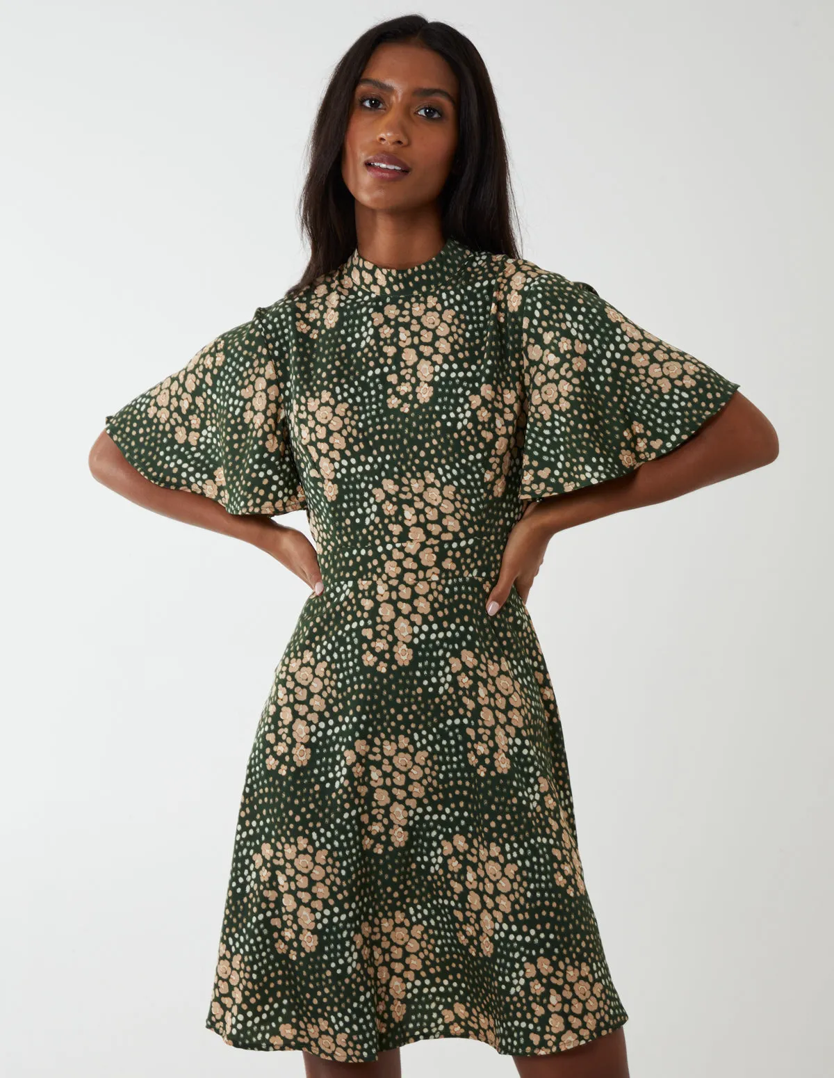 Angel Sleeve High Neck Mini Dress sold by Blue Vanilla product image thumbnail 2