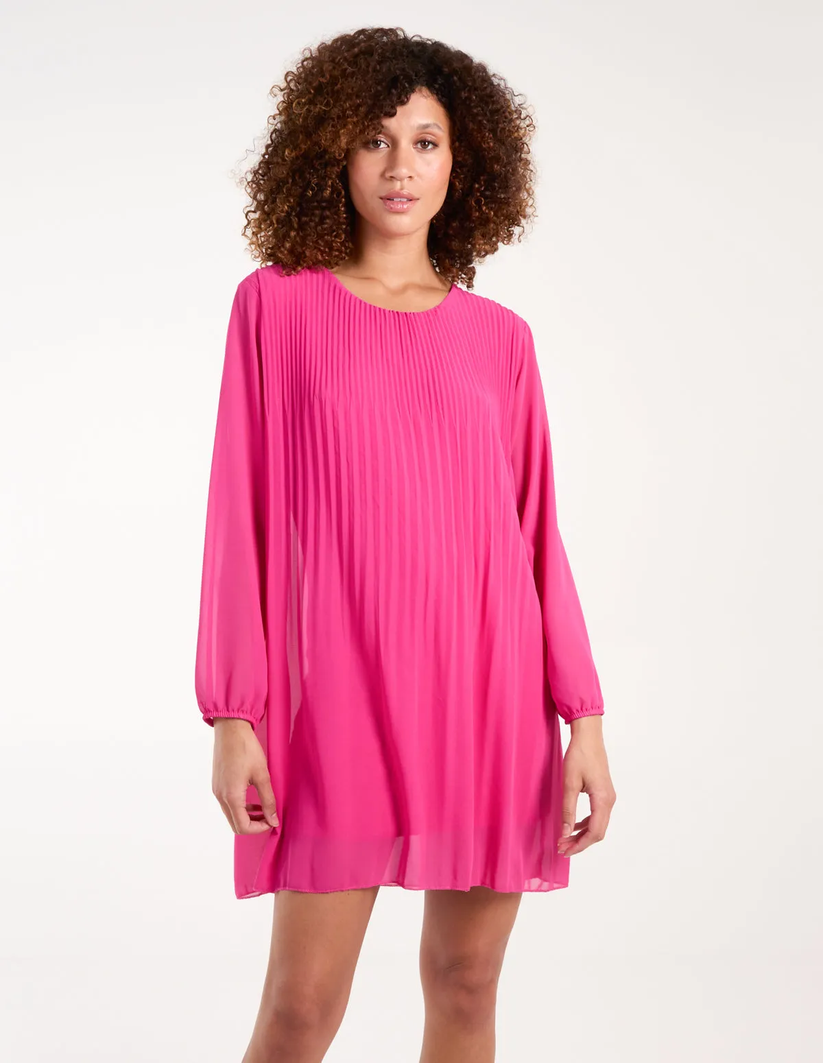 Long Sleeve Pleated Shift Dress sold by Blue Vanilla