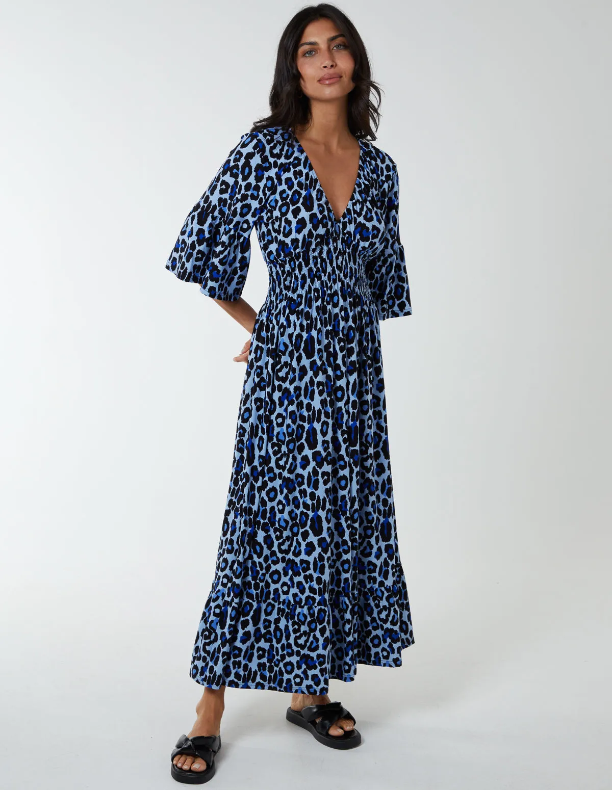 Elasticated Neck Shirred Waist Midi Dress sold by Blue Vanilla product image thumbnail 3