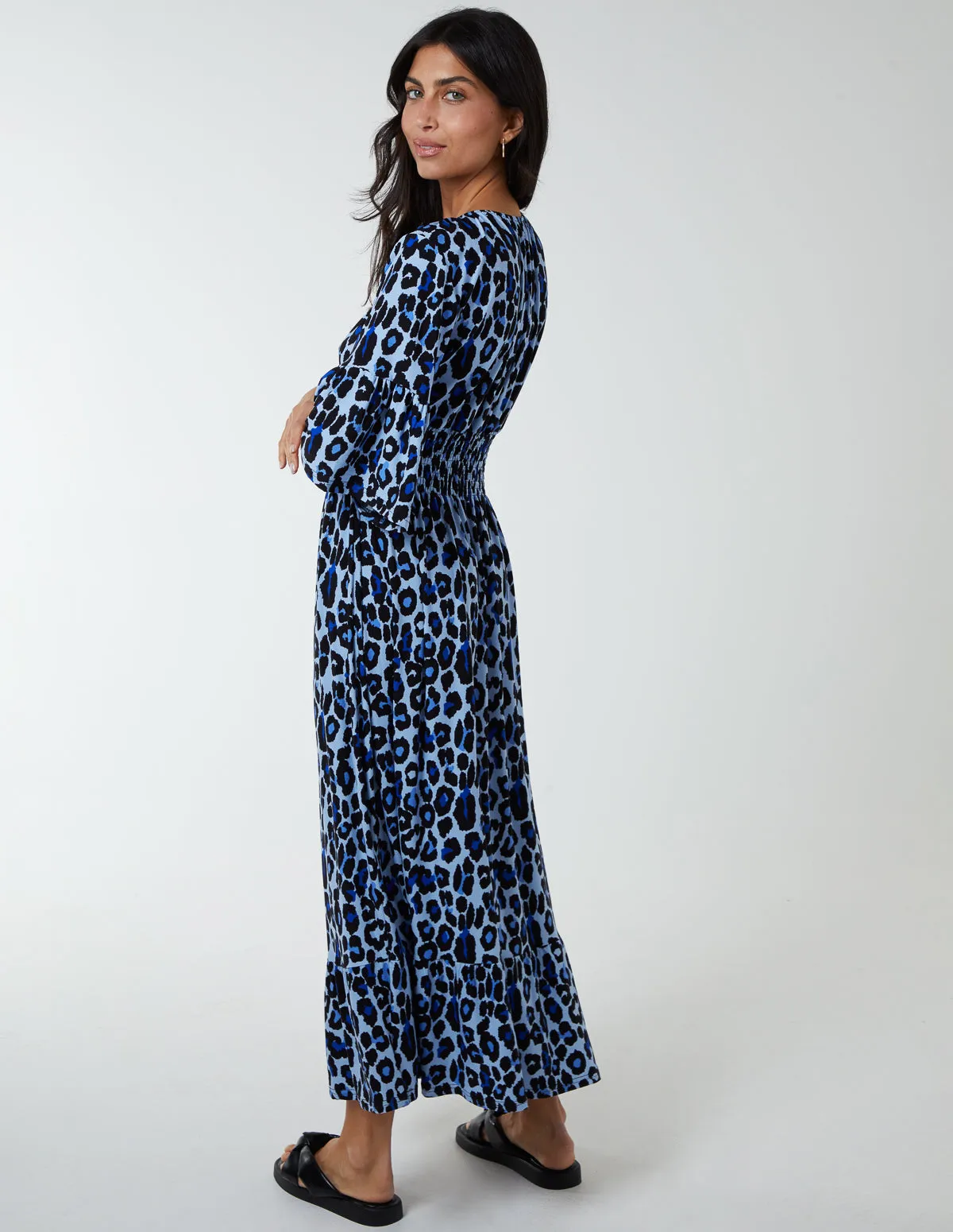 Elasticated Neck Shirred Waist Midi Dress sold by Blue Vanilla product image thumbnail 5
