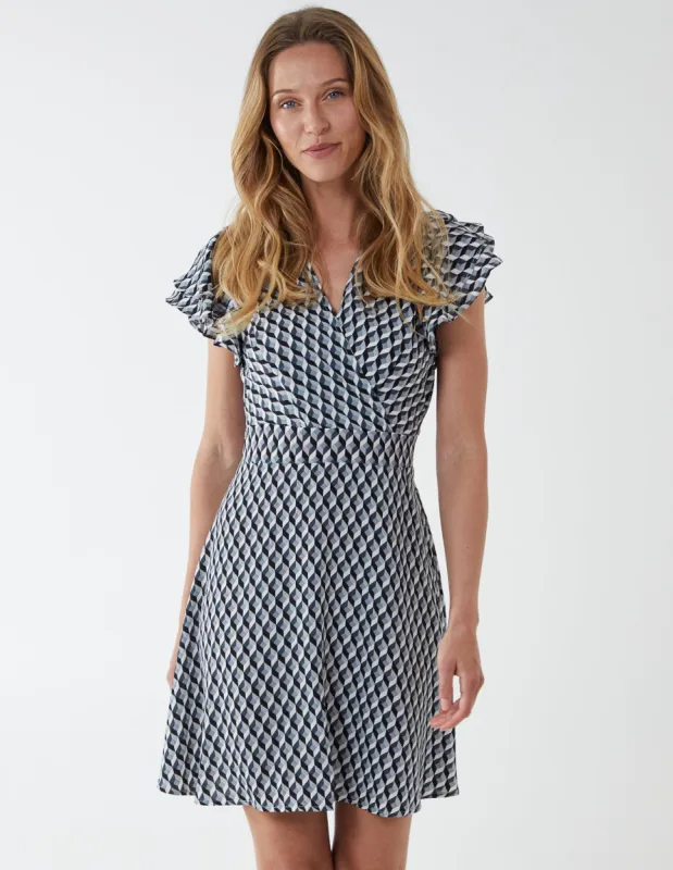 Geo Print Wrap Dress sold by Blue Vanilla