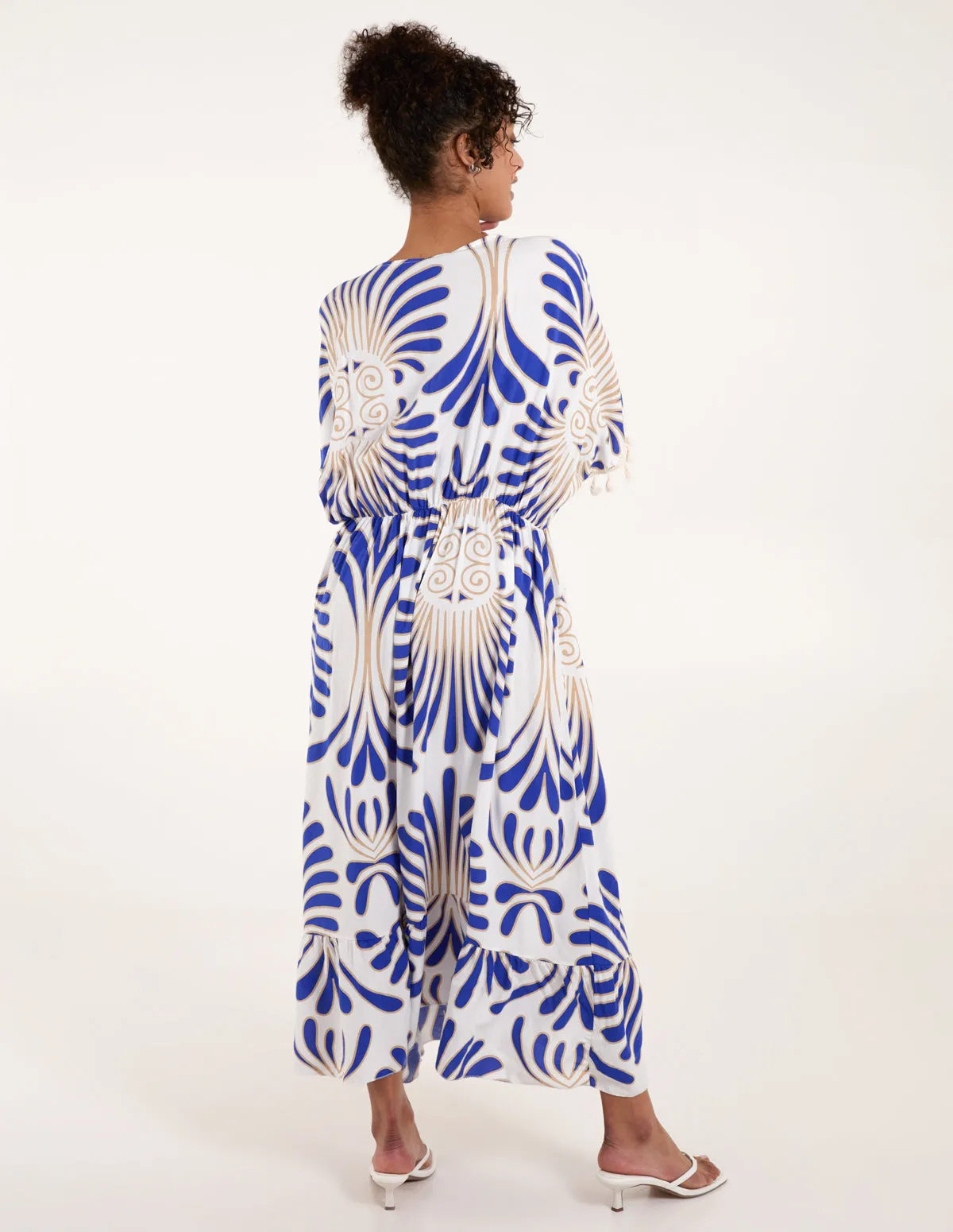 Swirl Feather Print Tassel Dress sold by Blue Vanilla product image thumbnail 4