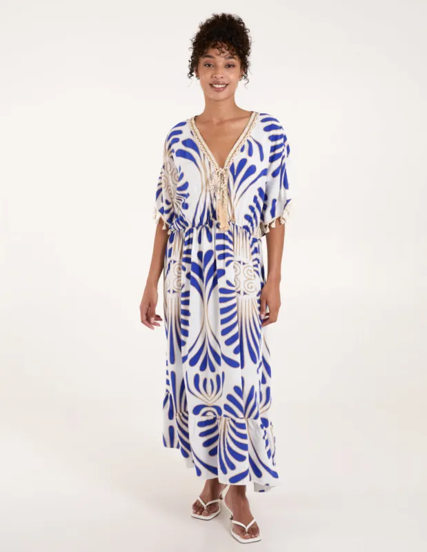 Swirl Feather Print Tassel Dress sold by Blue Vanilla