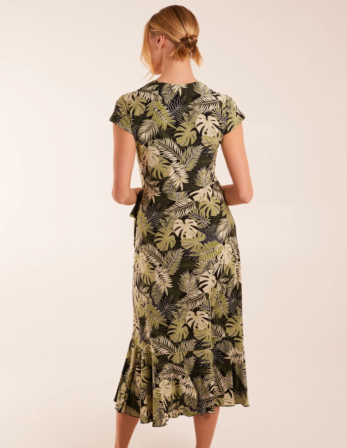 Tropical Print Wrap Front Midi Dress sold by Blue Vanilla product image thumbnail 4
