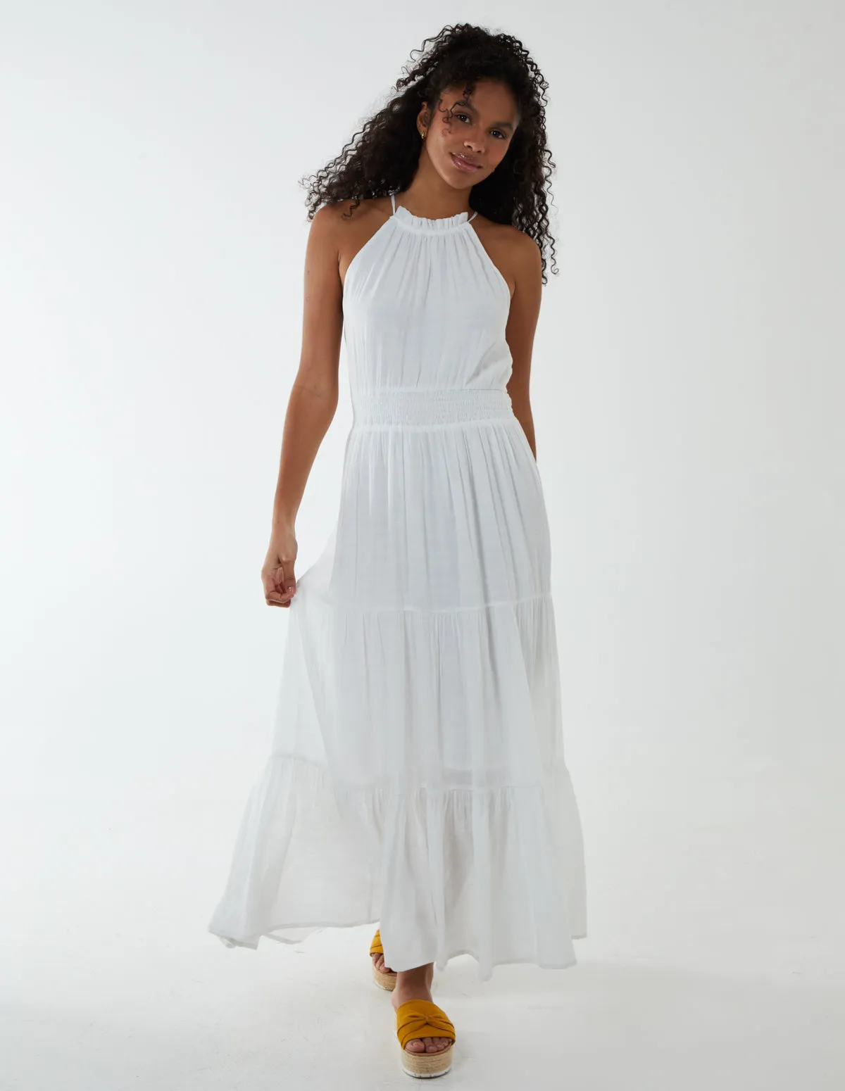 Drawstring Maxi Halter Neck Maxi Dress sold by Blue Vanilla product image thumbnail 4