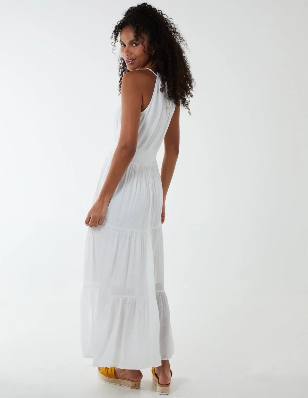 Drawstring Maxi Halter Neck Maxi Dress sold by Blue Vanilla product image thumbnail 5