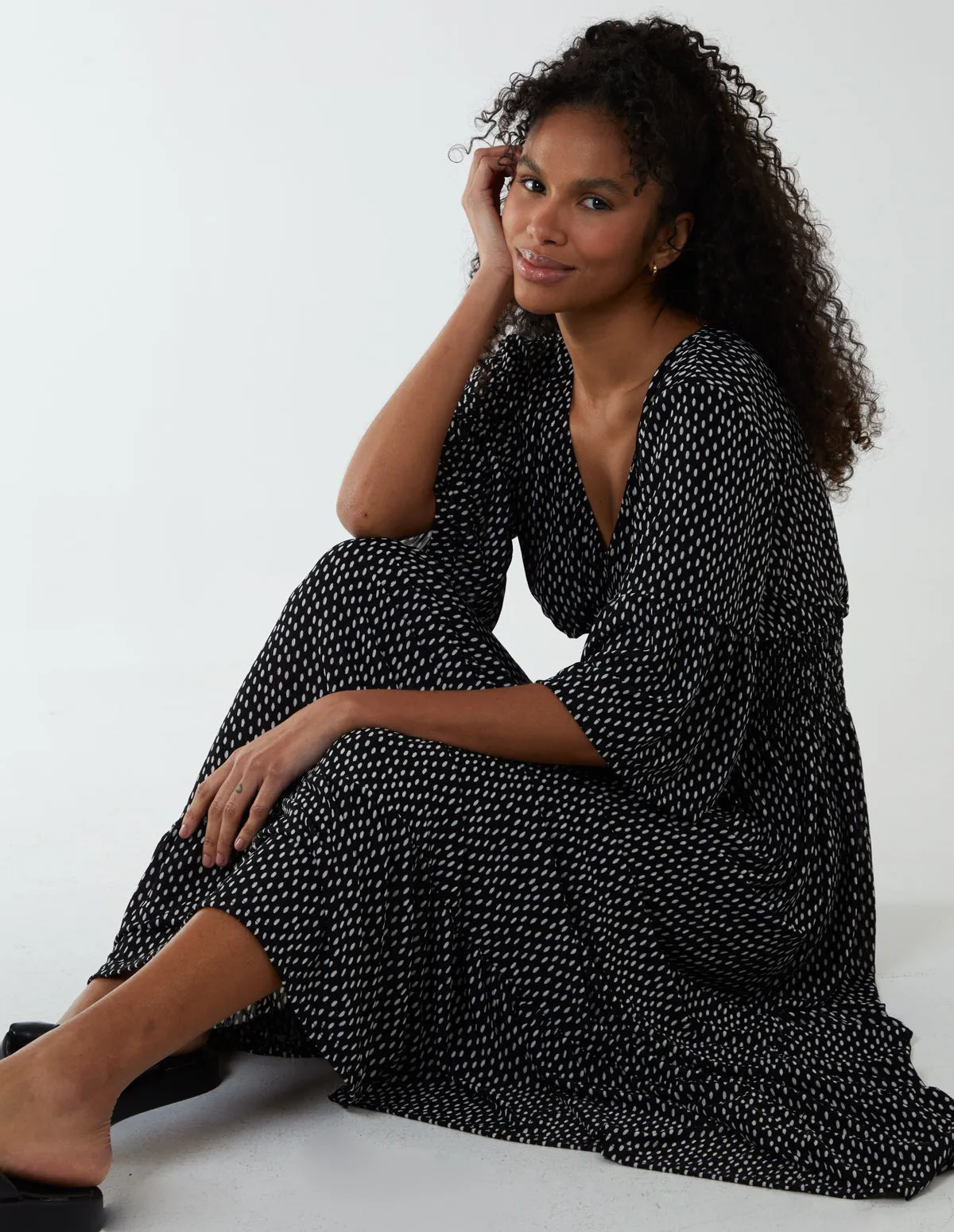 Elasticated Neck Shirred Waist Maxi Dress sold by Blue Vanilla product image thumbnail 4