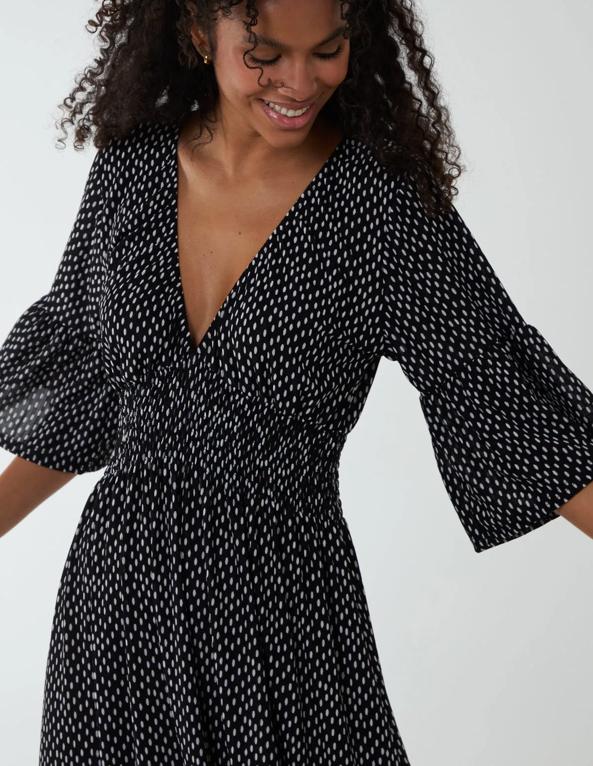 Elasticated Neck Shirred Waist Maxi Dress sold by Blue Vanilla product image thumbnail 2