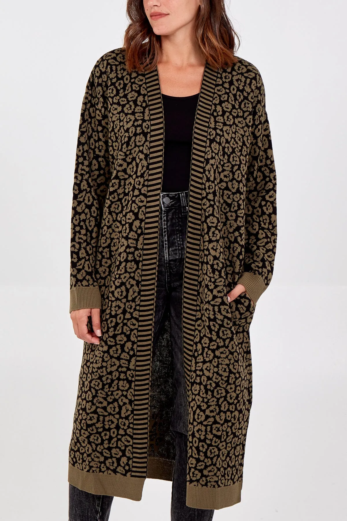 Leopard Print Long Cardigan sold by Blue Vanilla