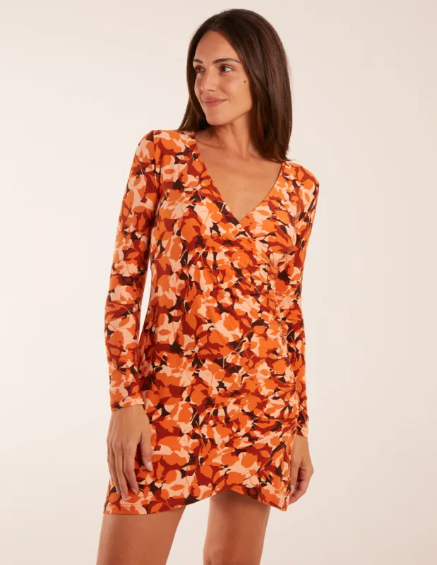 Fixed Wrap Gathered Mini Dress sold by Blue Vanilla