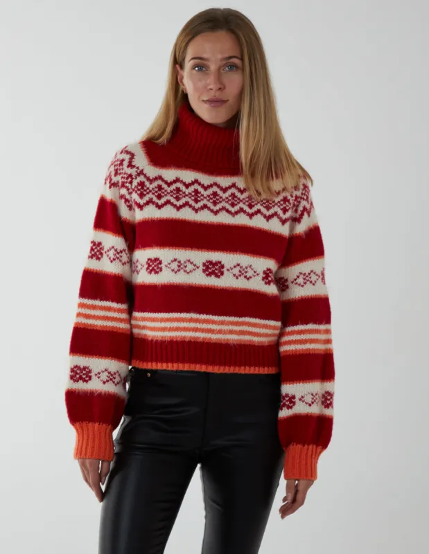 Aztec Roll Neck Crop Jumper sold by Blue Vanilla