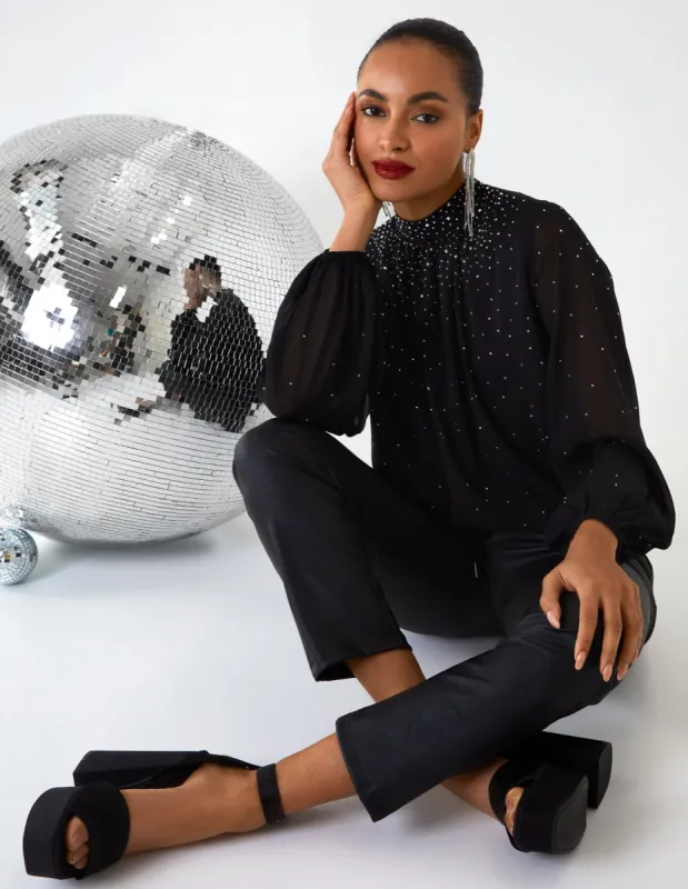 Ombre Diamante Puffball Top sold by Blue Vanilla