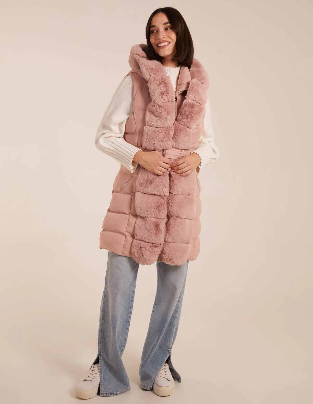 Faux Fur Detail Gilet sold by Blue Vanilla product image thumbnail 3