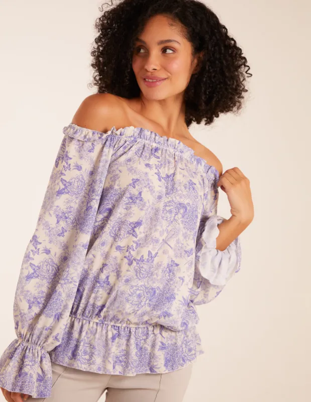Butterfly Floral Print Gypsy Chiffon Blouse sold by Blue Vanilla