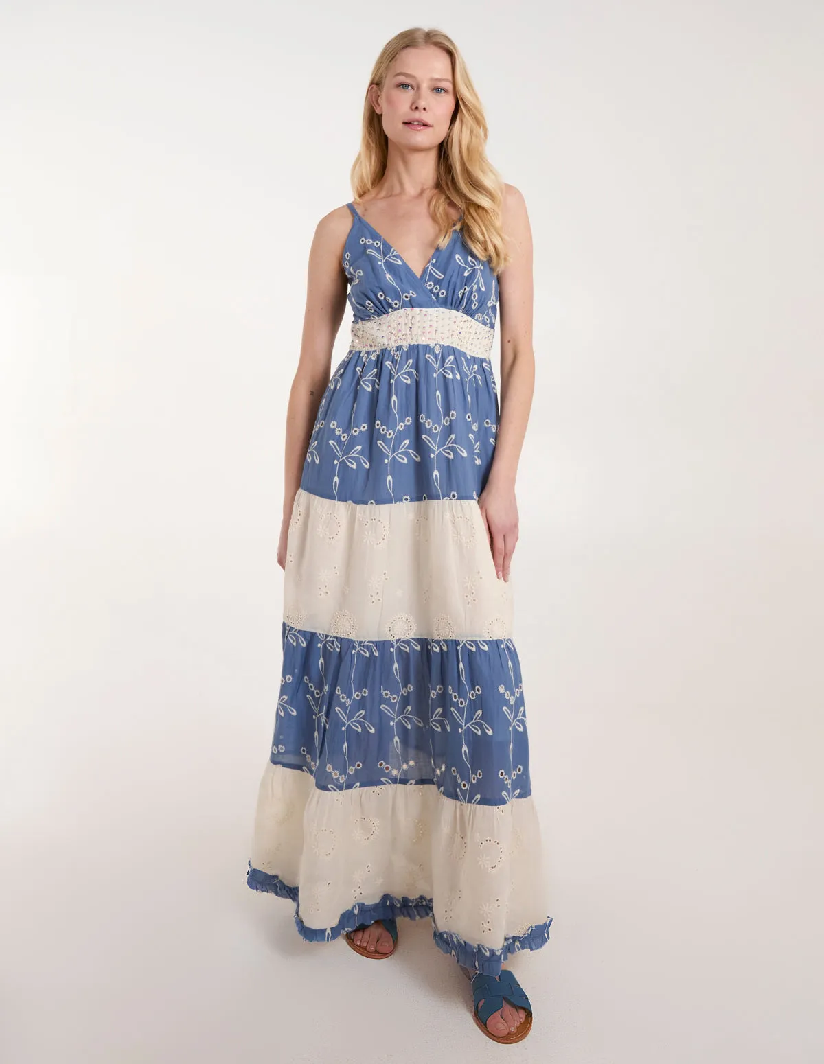 Embroidered Block Out Stripe Cami Dress sold by Blue Vanilla product image thumbnail 3