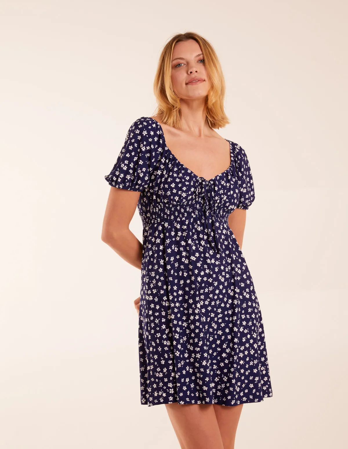 Sweet Heart Neck Floral Mini Dress sold by Blue Vanilla