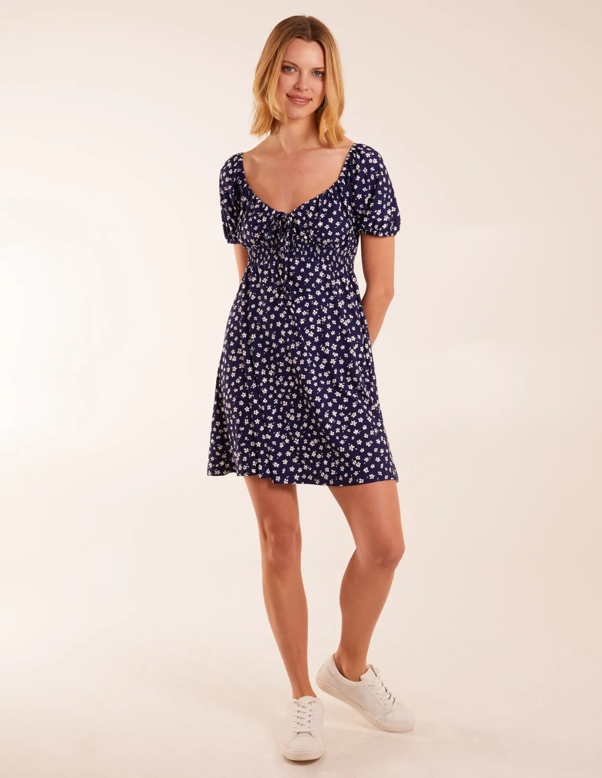 Sweet Heart Neck Floral Mini Dress sold by Blue Vanilla product image thumbnail 2