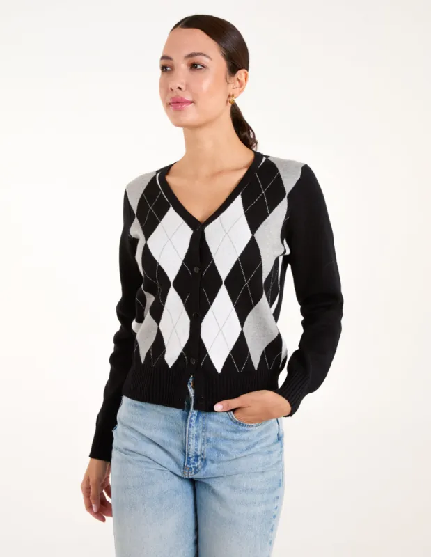 Argyle Button Through Cardigan sold by Blue Vanilla