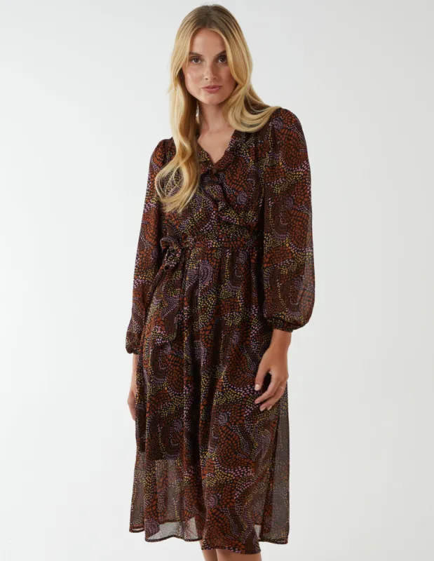 Frilled Wrap Midi Dress made by Blue Vanilla