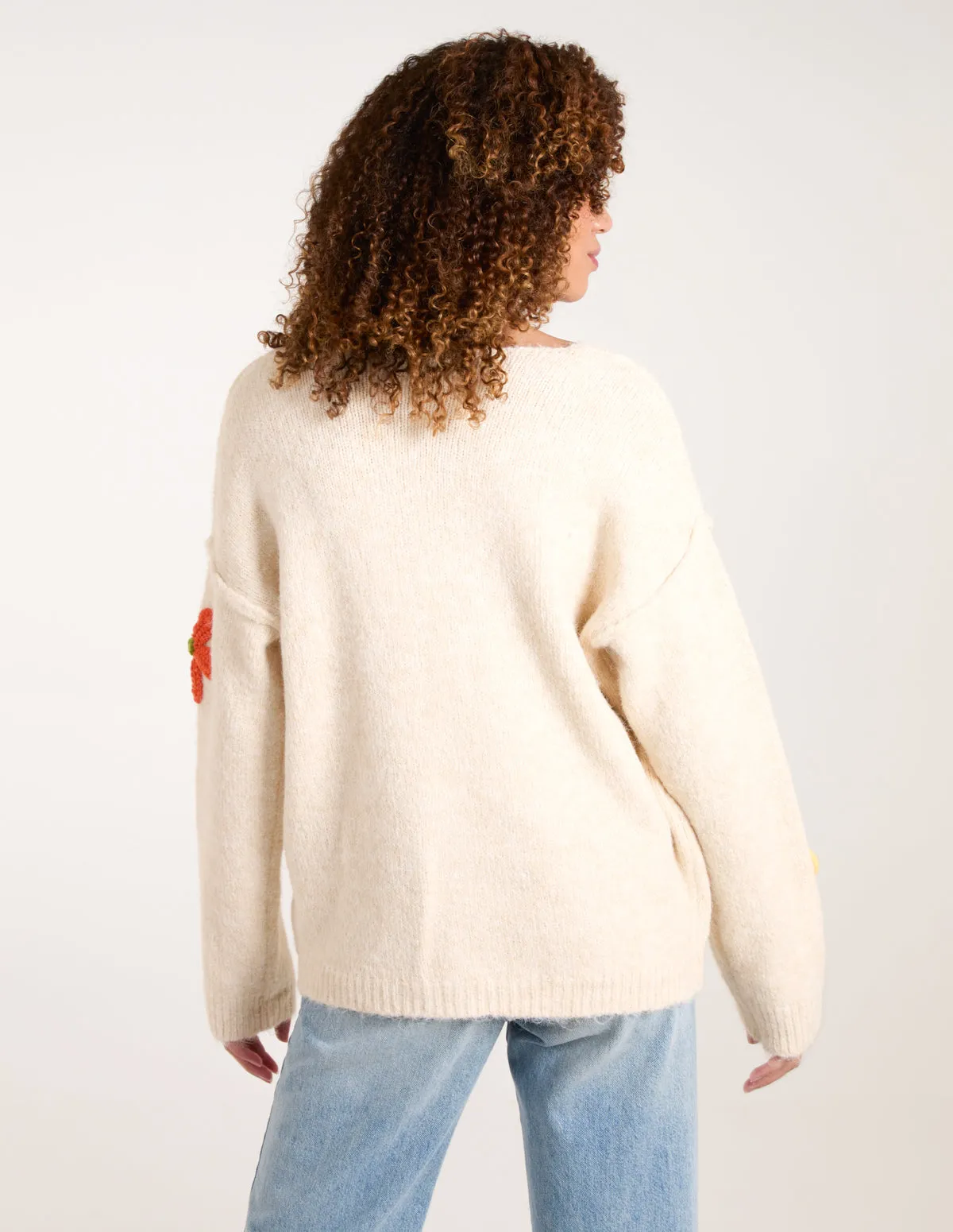 Flower Knit Embroidery V Neck Jumper sold by Blue Vanilla product image thumbnail 4