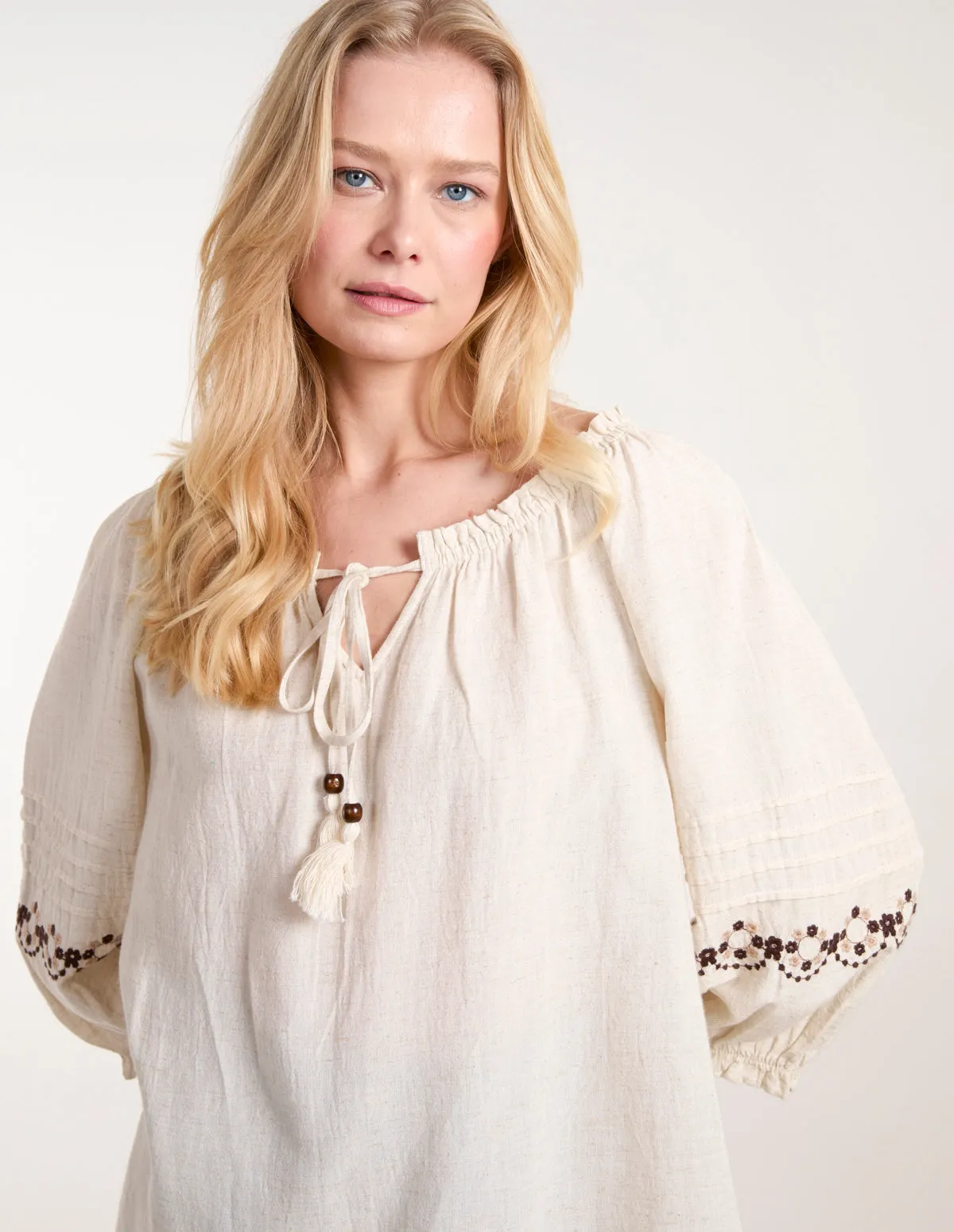 Embroidered Pleat Sleeve Top sold by Blue Vanilla product image thumbnail 2