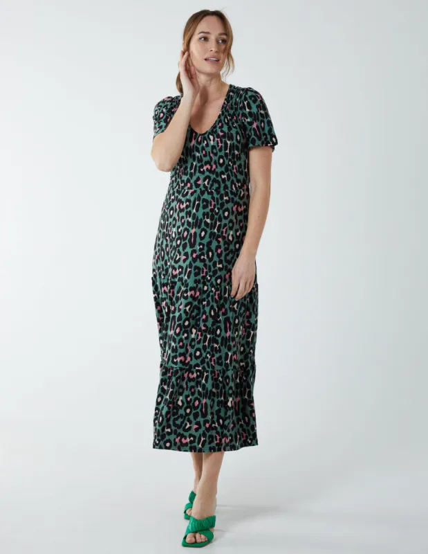 Shirred Bodice Midi Tier Dress sold by Blue Vanilla