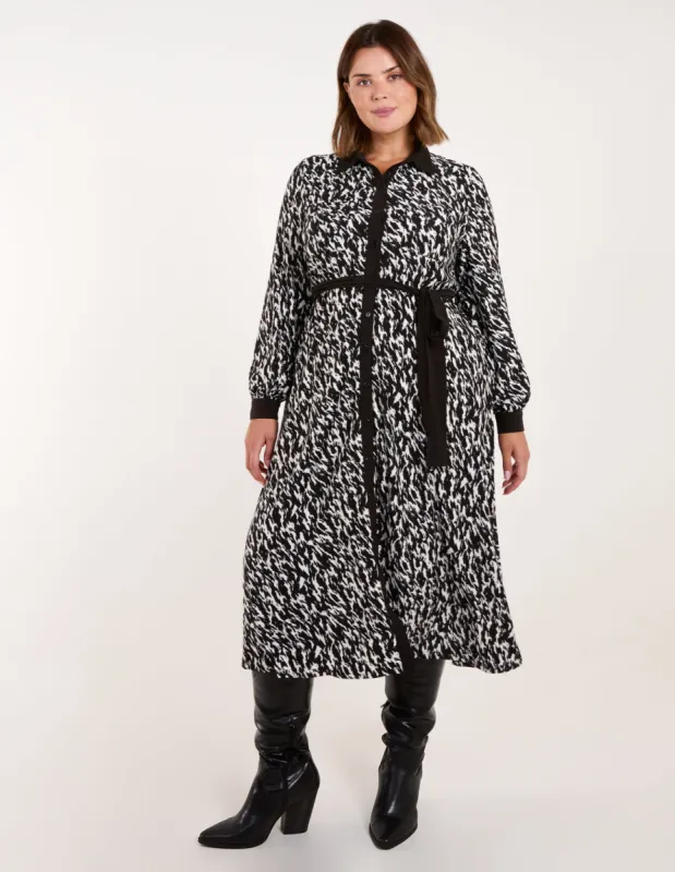 Curve Constrast Belted Midi Shirt Dress sold by Blue Vanilla