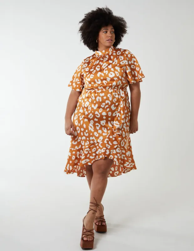 Curve Angel Sleeve Wrap Ruffle Midi Dress sold by Blue Vanilla