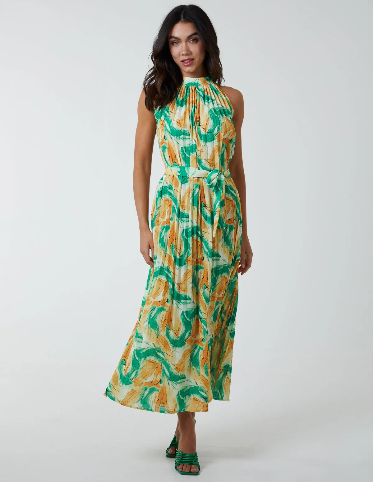 Halterneck Abstract Leaves Maxi Dress sold by Blue Vanilla product image thumbnail 3
