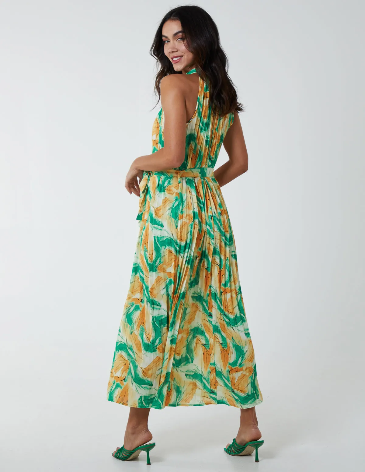 Halterneck Abstract Leaves Maxi Dress sold by Blue Vanilla product image thumbnail 4