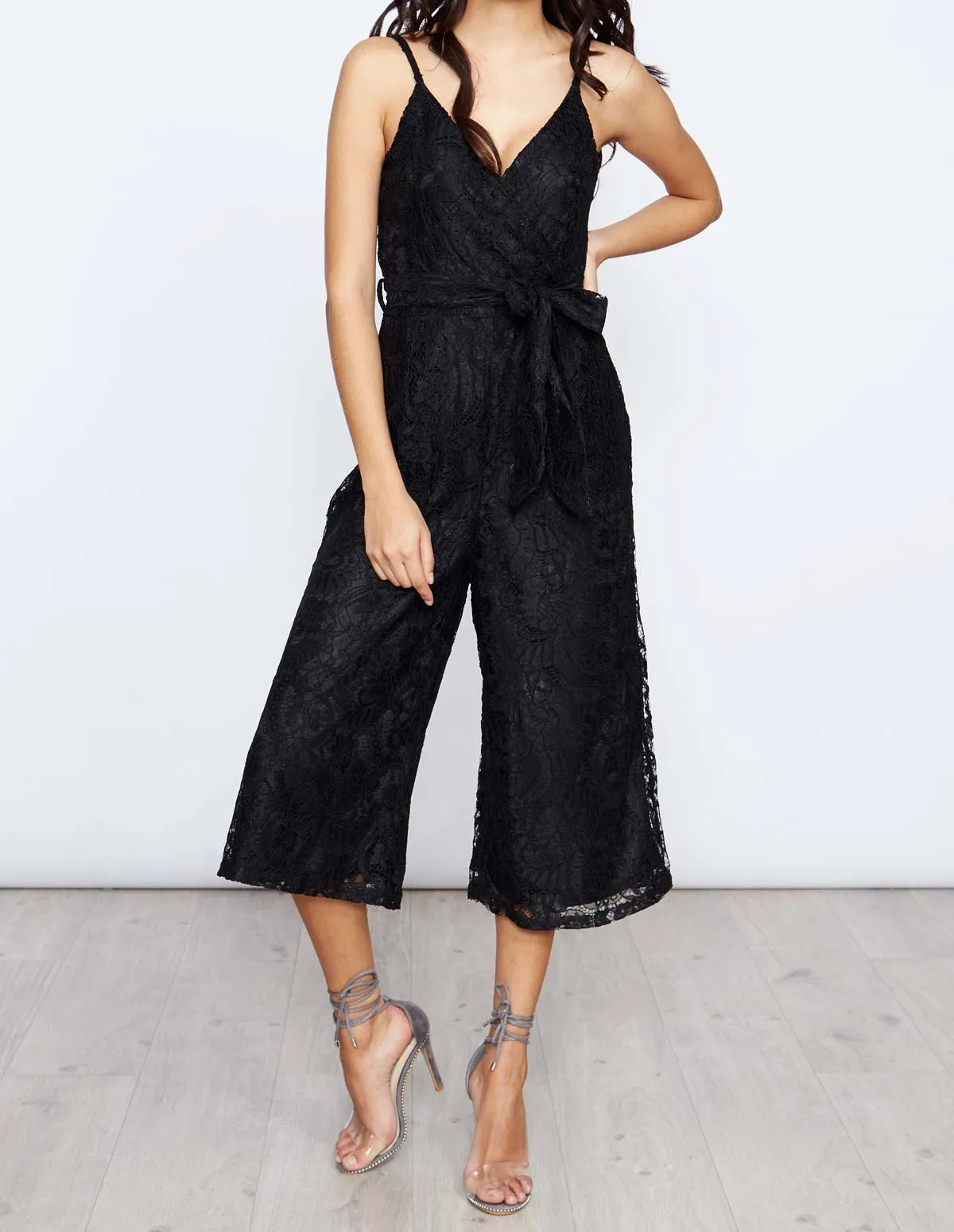 Black Lace Wrap Jumpsuit sold by Blue Vanilla product image thumbnail 4