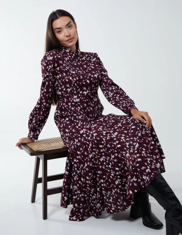 Shirt Midi Dress With Godet Hem made by Blue Vanilla