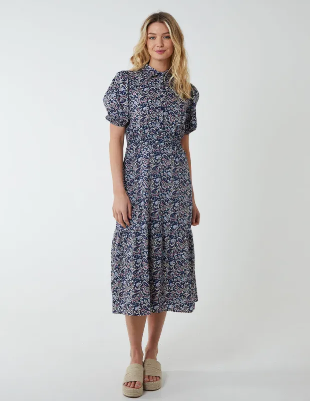 Volume Puff Sleeve Midi Shirt Dress sold by Blue Vanilla