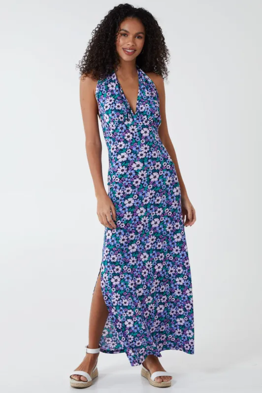 Flower Print Halterneck Midi Dress sold by Blue Vanilla