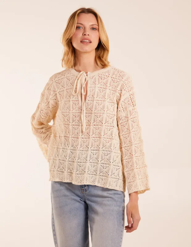 Keyhole Tie Crochet Top sold by Blue Vanilla