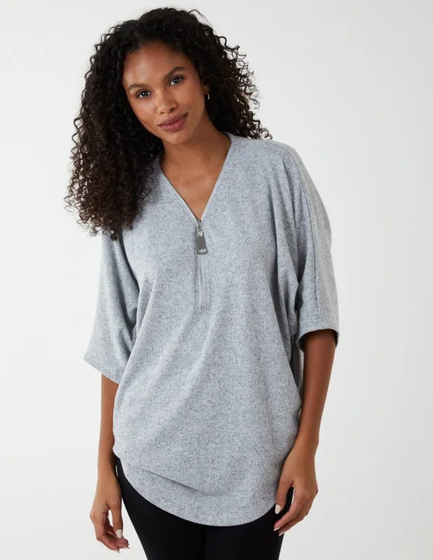 Plain Zip Front Top sold by Blue Vanilla