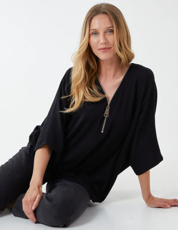 Plain Zip Front Top sold by Blue Vanilla