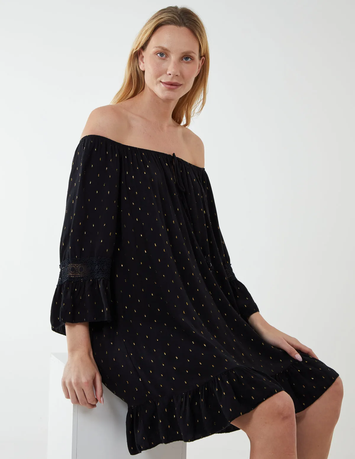 Crochet Sleeve Detail Dress sold by Blue Vanilla product image thumbnail 4