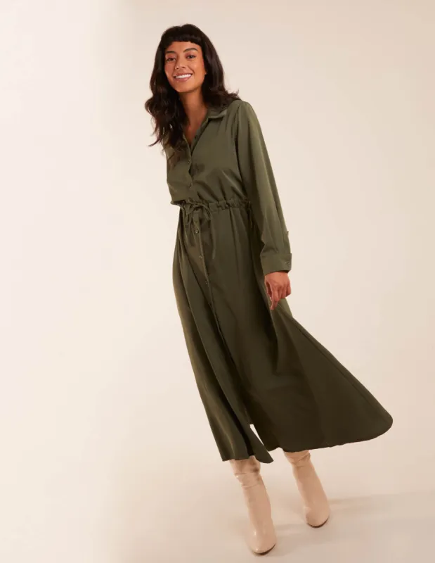 Drawstring Button Through Shirt Maxi Dress sold by Blue Vanilla