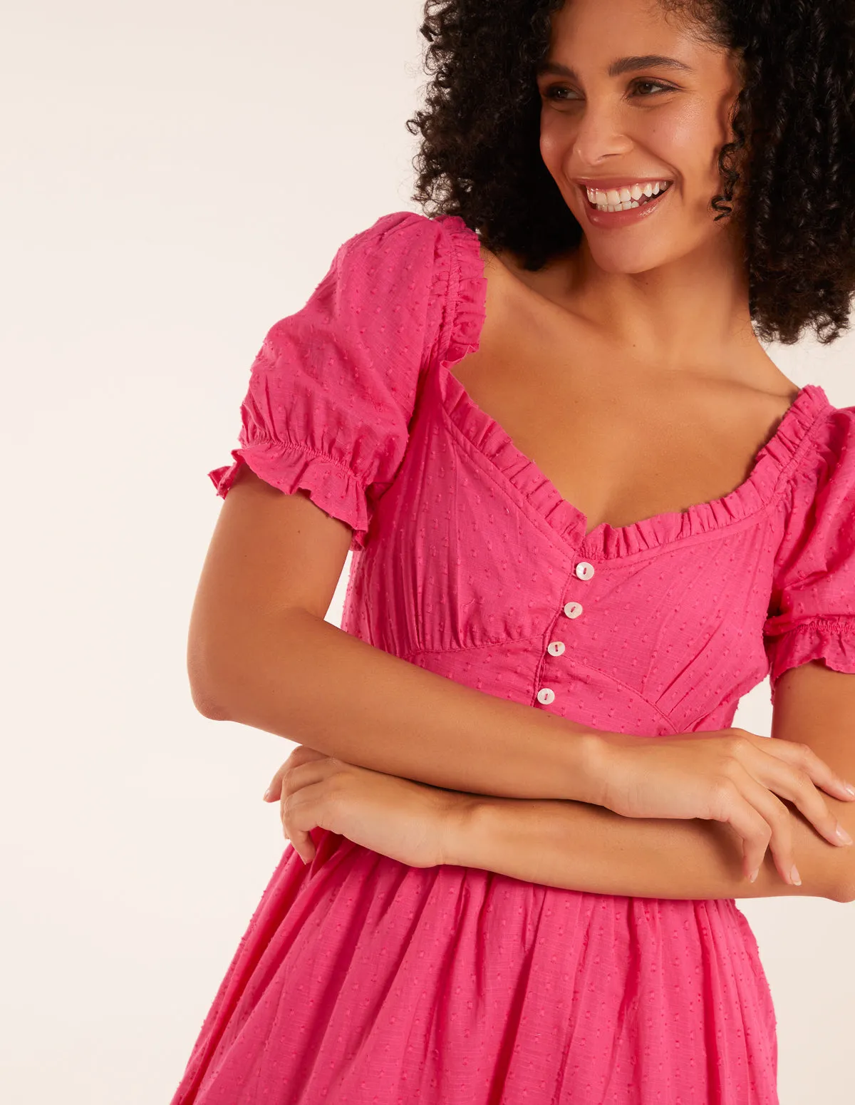 Puff Sleeve Button Through Midi Dress sold by Blue Vanilla product image thumbnail 2