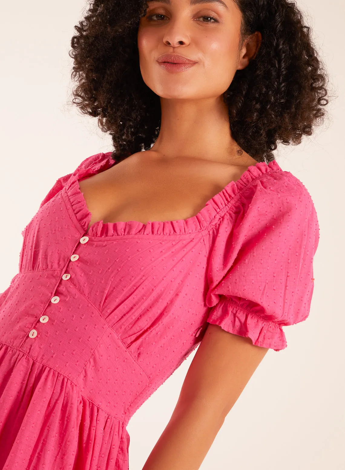 Puff Sleeve Button Through Midi Dress sold by Blue Vanilla product image thumbnail 4