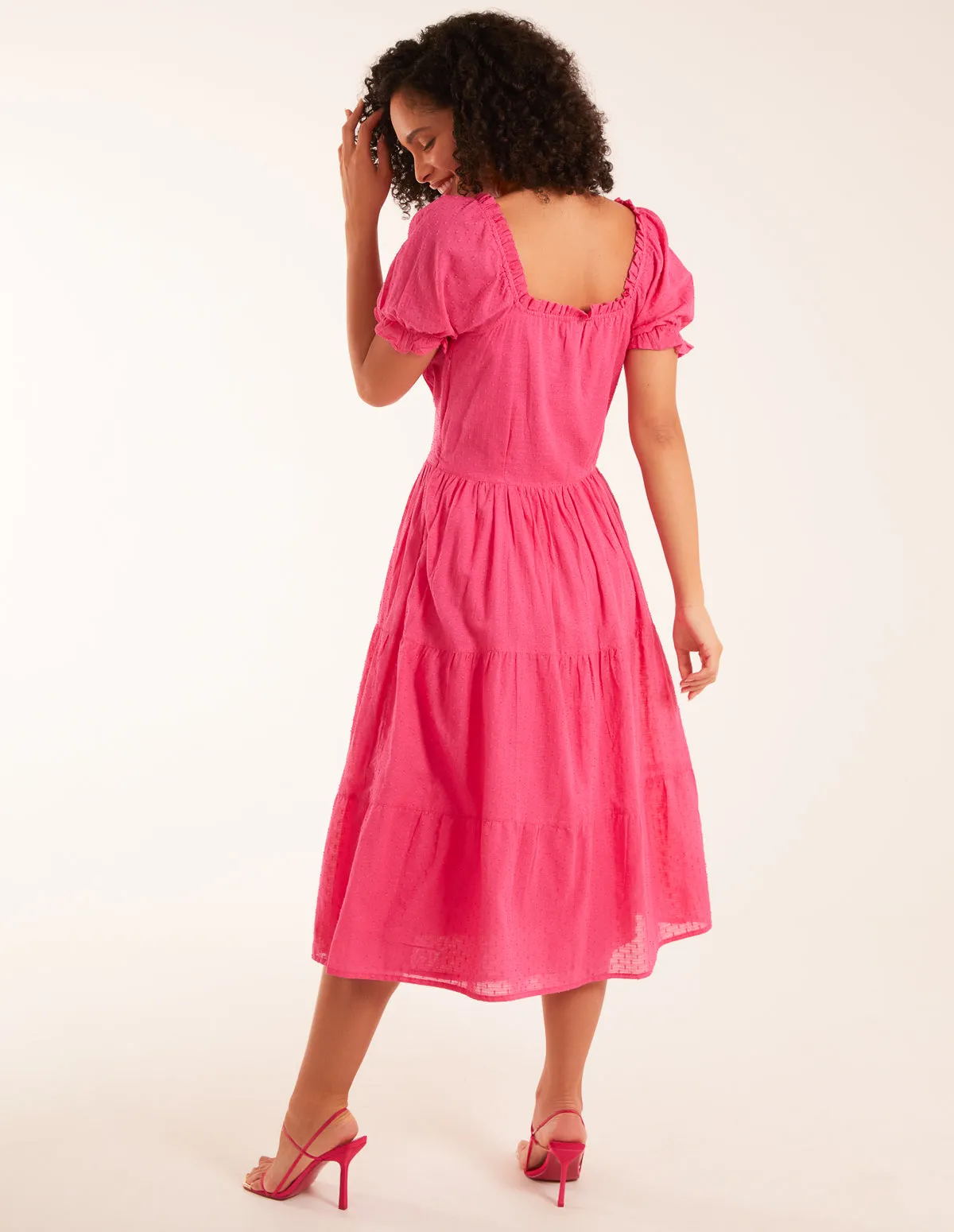 Puff Sleeve Button Through Midi Dress sold by Blue Vanilla product image thumbnail 5