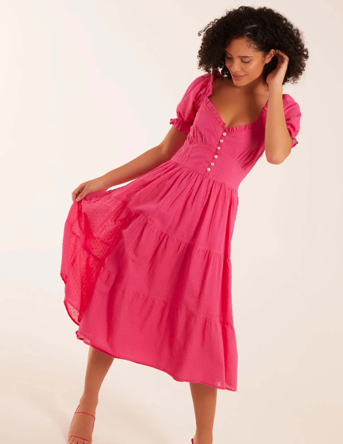 Puff Sleeve Button Through Midi Dress sold by Blue Vanilla product image thumbnail 3