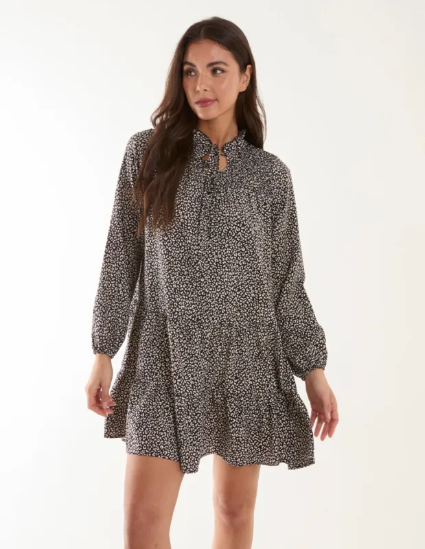 Shirred Cheetah Smock Dress sold by Blue Vanilla