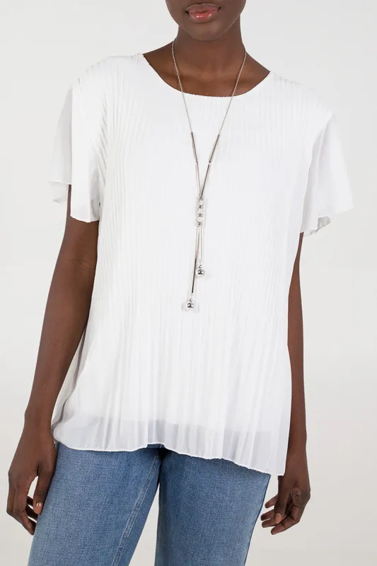 Pleated Top with Necklace sold by Blue Vanilla