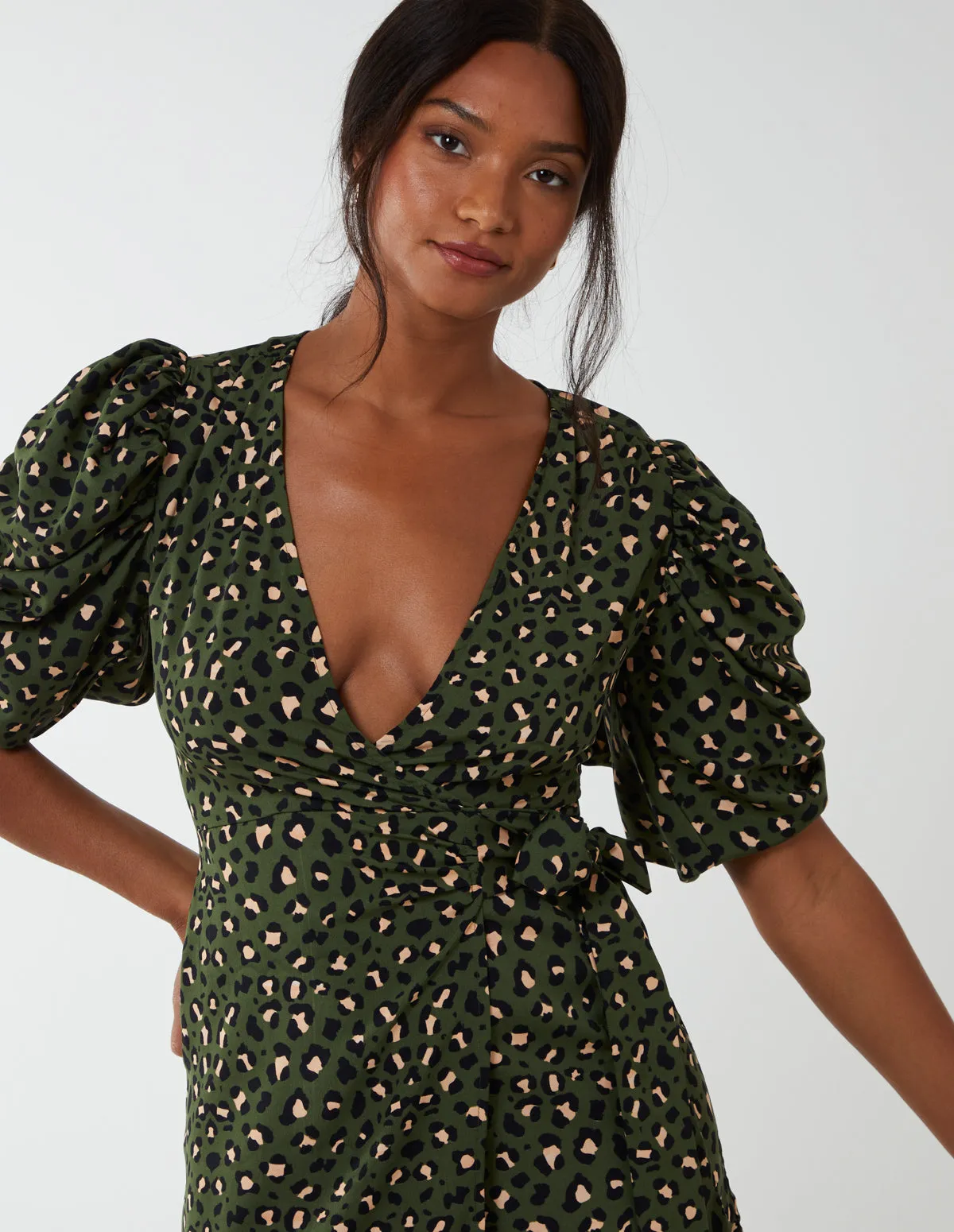 Ruched Sleeve Wrap Mini Dress sold by Blue Vanilla product image thumbnail 4