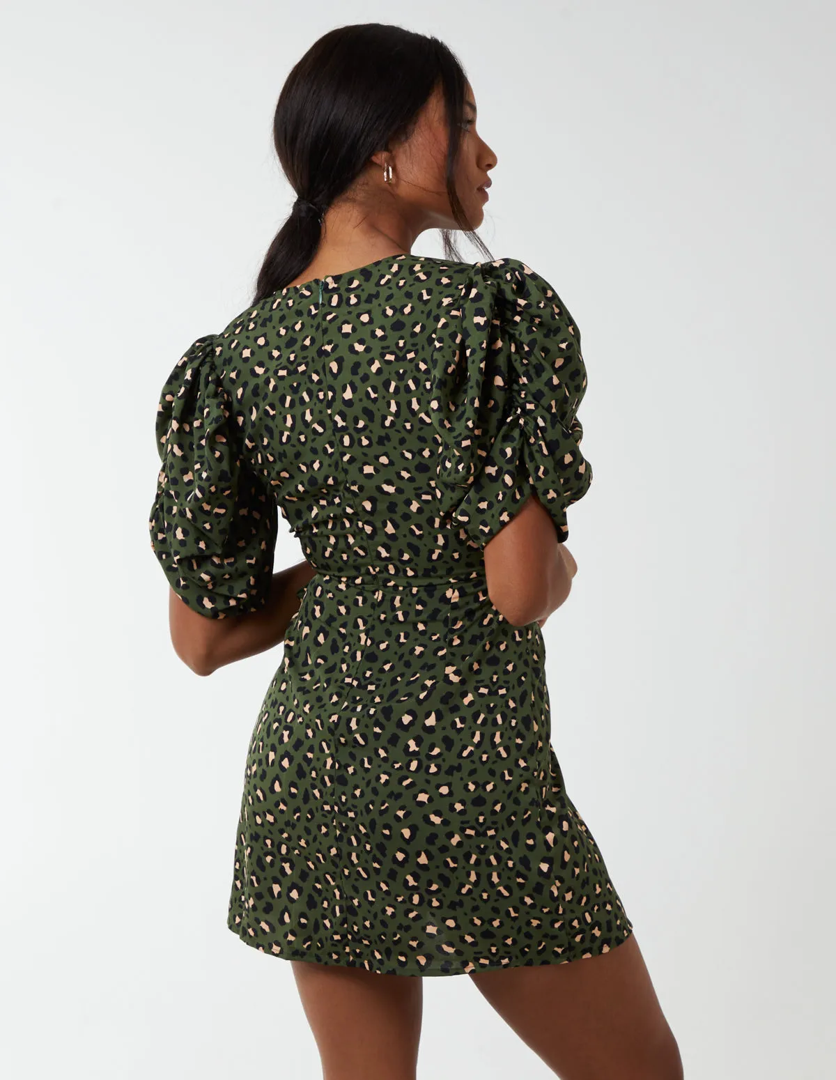 Ruched Sleeve Wrap Mini Dress sold by Blue Vanilla product image thumbnail 5